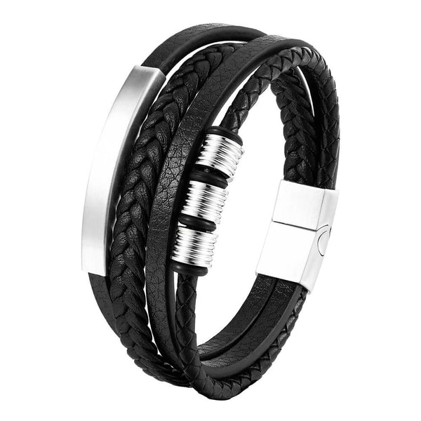SteelStrand Magnetic Fusion: Unisex Leather Bracelet with Charm Braids