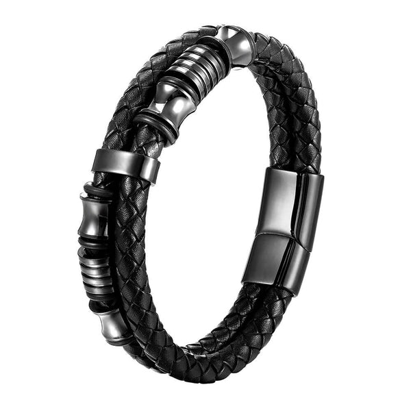 SteelStrand Magnetic Fusion: Unisex Leather Bracelet with Charm Braids